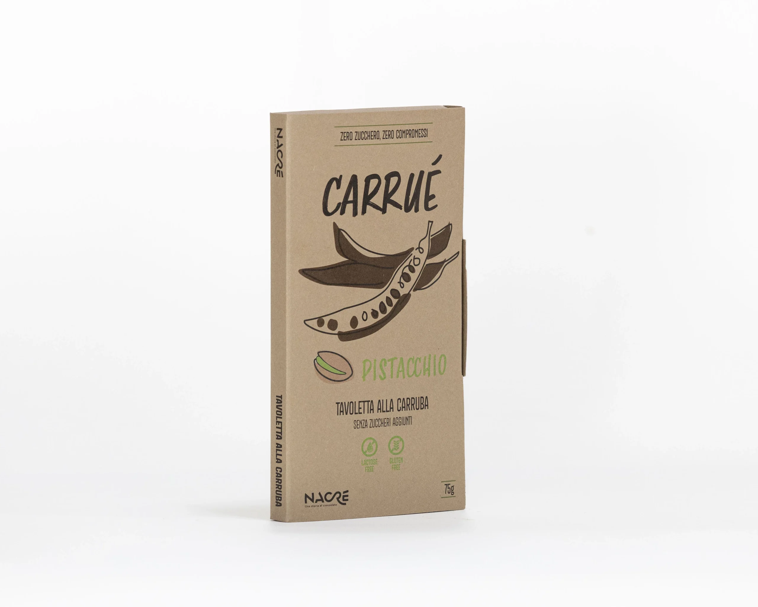 CARRUÉ Pistacchio – Tavoletta alla Carruba Senza Zuccheri Aggiunti (75g)
