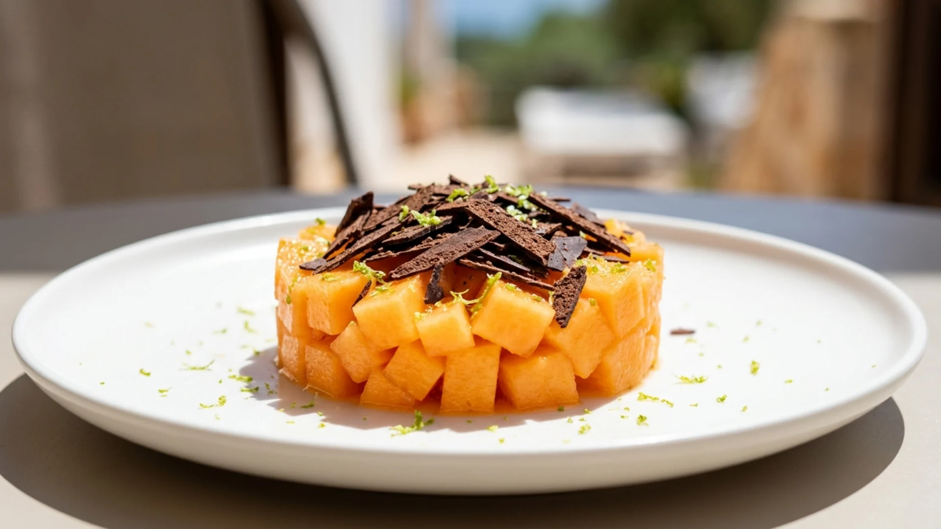 Tartare di Melone, Lime e Fondente 80%